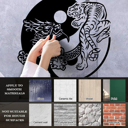 Fine Carving Stickers Yin Yagn Buddhism Tiger Dragon Asian Style Glass Stickers