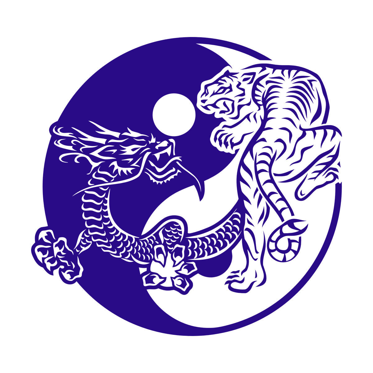 Fine Carving Stickers Yin Yagn Buddhism Tiger Dragon Asian Style Glass Stickers