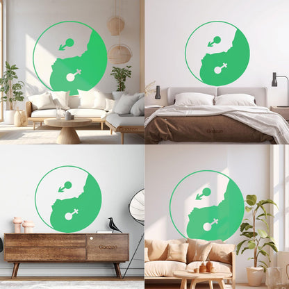 Yin Yan Buddhism Woman Man Face Symbol Wall Stickers Store Decoration