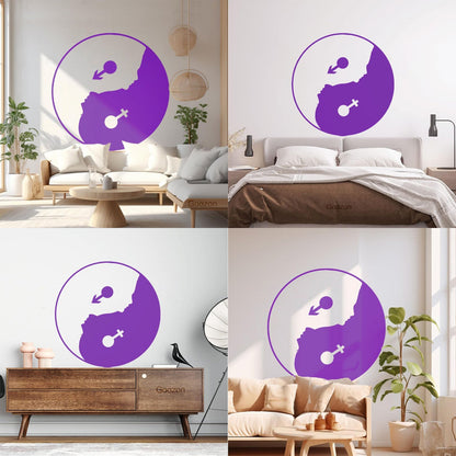 Yin Yan Buddhism Woman Man Face Symbol Wall Stickers Store Decoration