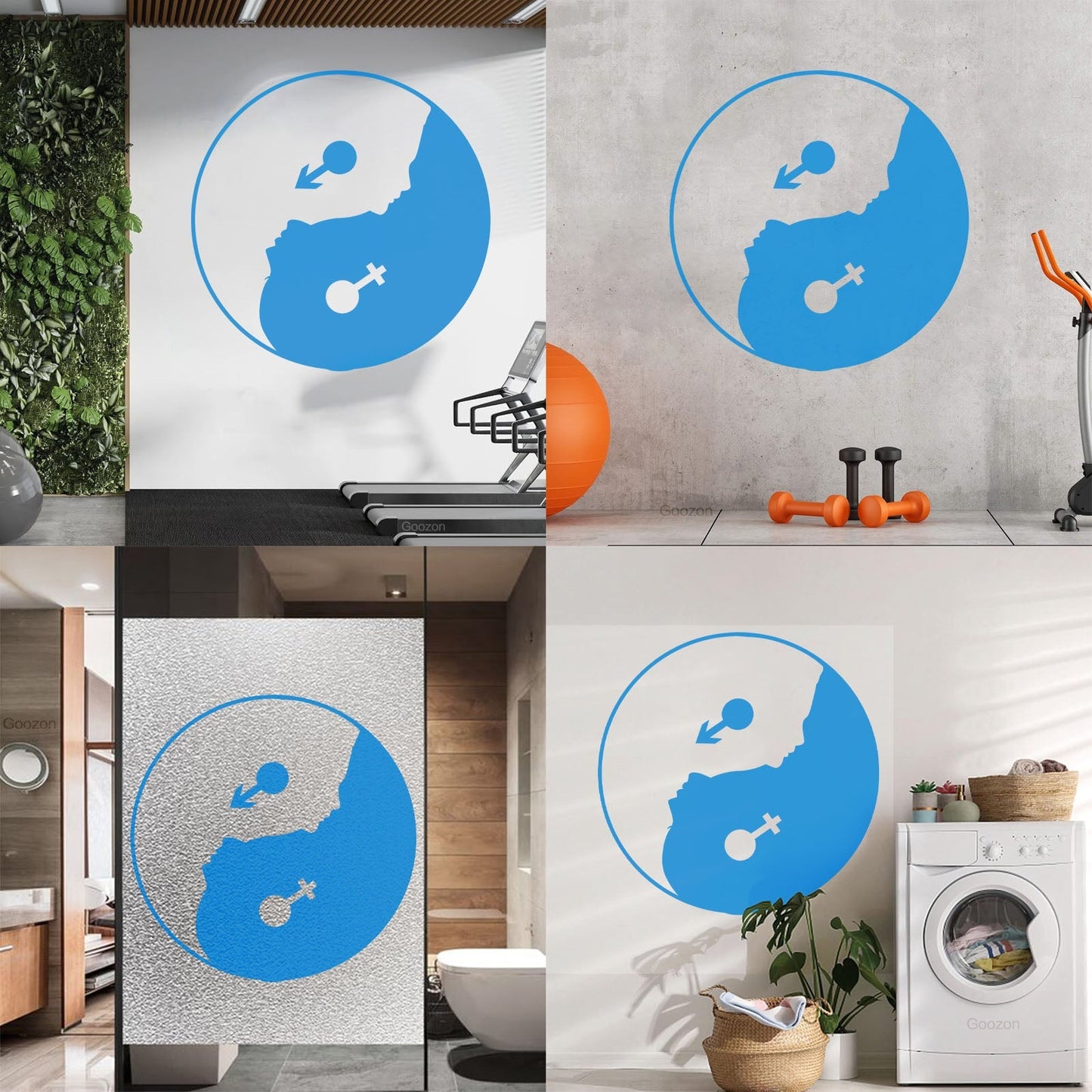 Yin Yan Buddhism Woman Man Face Symbol Wall Stickers Store Decoration