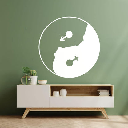 Yin Yan Buddhism Woman Man Face Symbol Wall Stickers Store Decoration