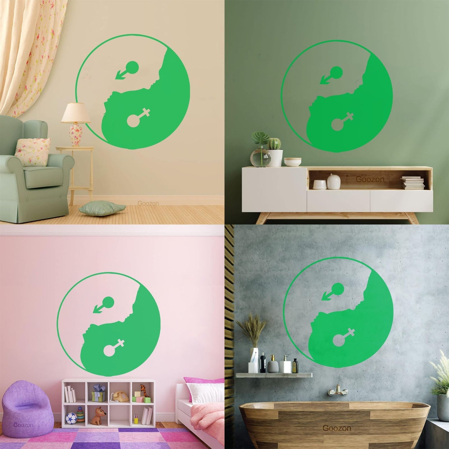 Yin Yan Buddhism Woman Man Face Symbol Wall Stickers Store Decoration