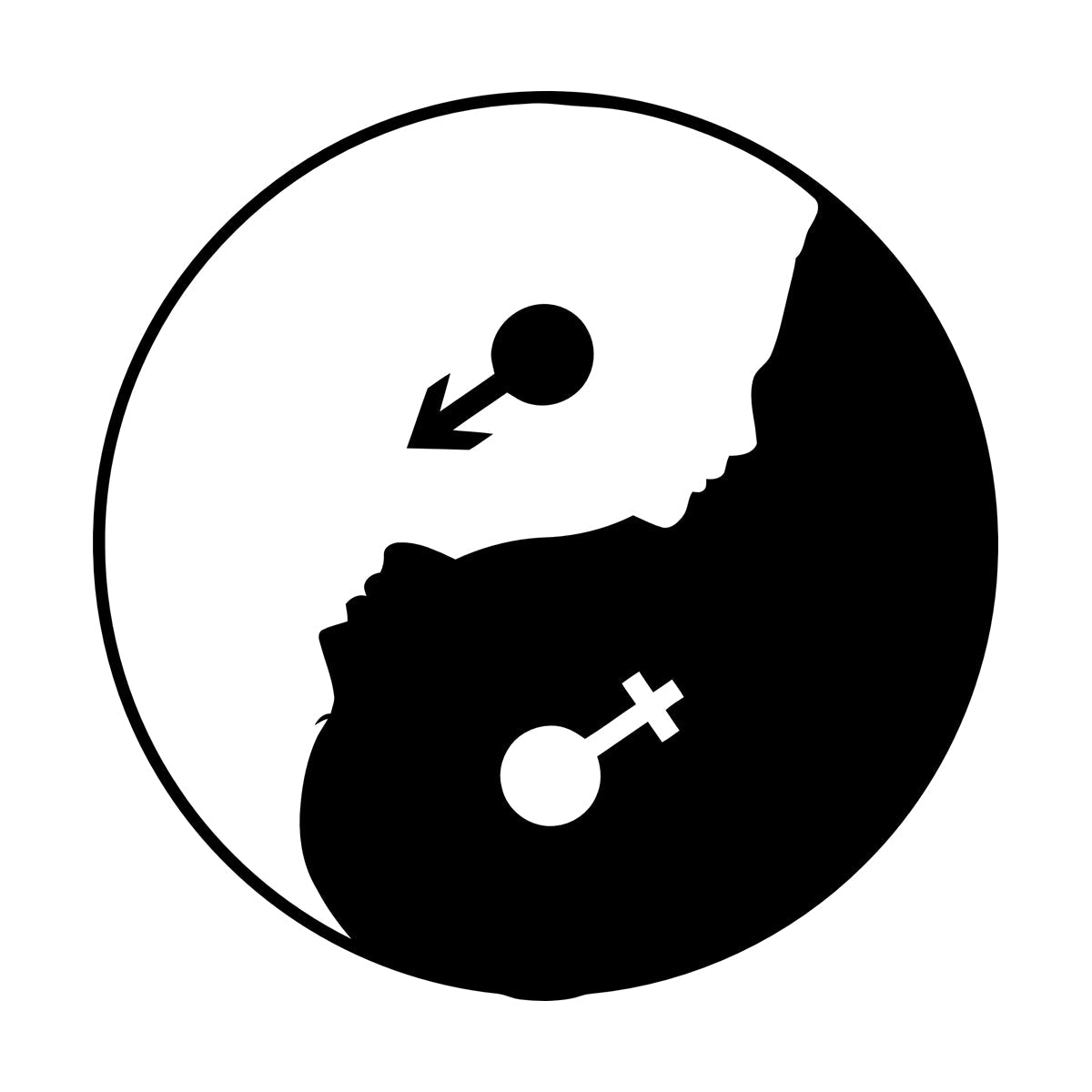 Yin Yan Buddhism Woman Man Face Symbol Wall Stickers Store Decoration