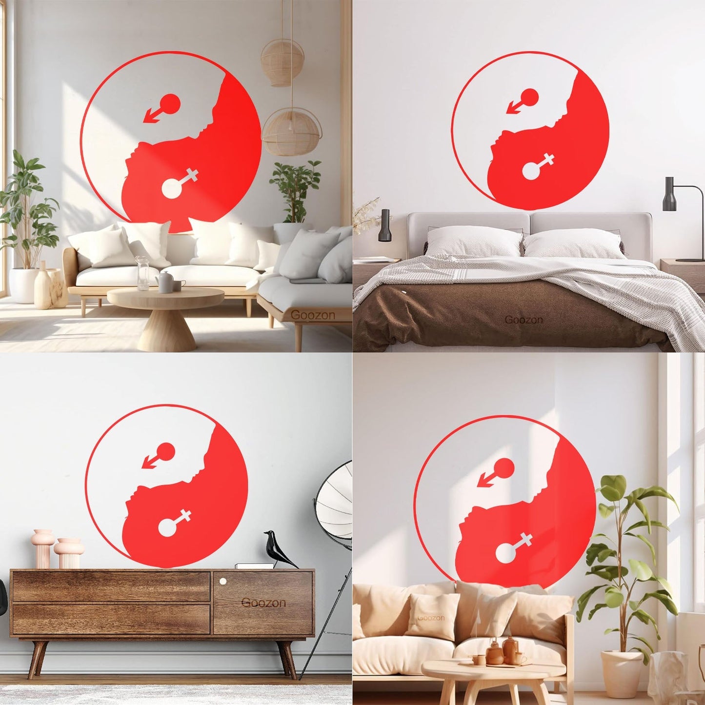 Yin Yan Buddhism Woman Man Face Symbol Wall Stickers Store Decoration