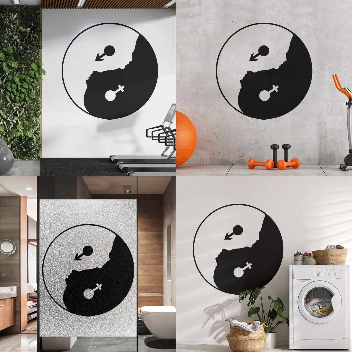 Yin Yan Buddhism Woman Man Face Symbol Wall Stickers Store Decoration
