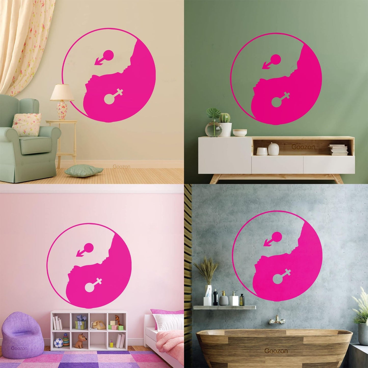 Yin Yan Buddhism Woman Man Face Symbol Wall Stickers Store Decoration