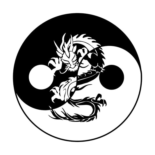 Wall Decals Paster Paper Yin Yang Symbol Buddhism Asian Chinese Dragon Easy Installation