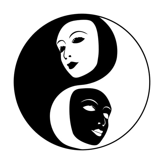 Wall Decals Yin Yang Symbol Buddhism Face Masks Theater Multiple Size Options