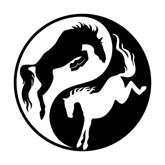 Vinyl Wall Decals Yin Yang Symbol Buddhism Horses Animals Waterproof