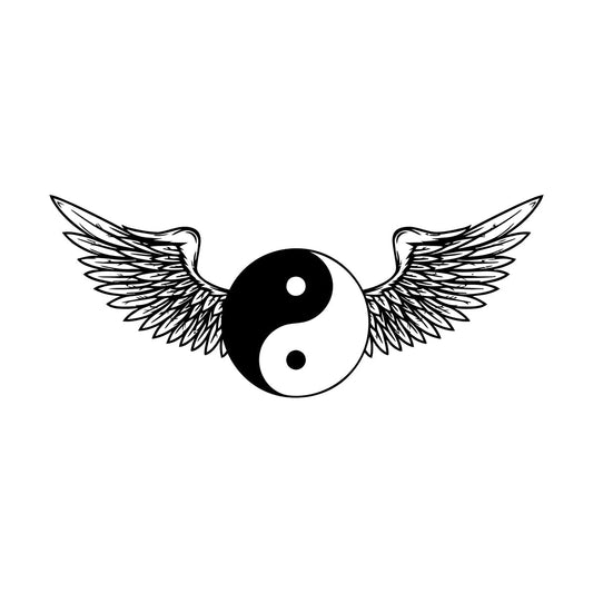 Yin Yang Wings Oriental Chinese Symbol Wall Decals Pvc Removable Without Leaving Glue