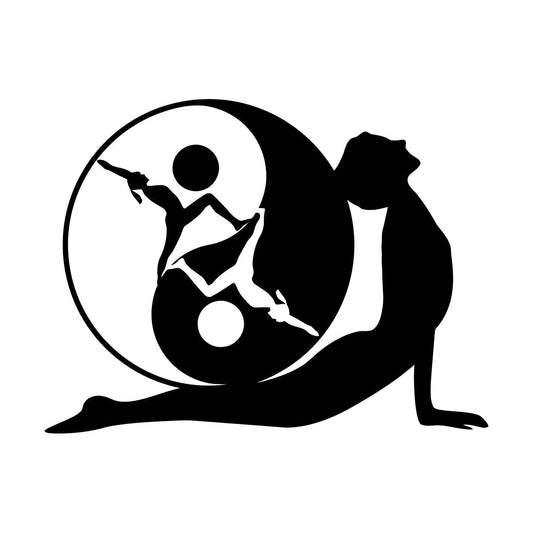 Engraving Stickers Yoga Pose Yin Yang Symbol Meditation Zen Tattoo Culture
