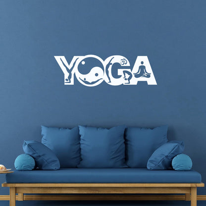 Wall Decals Paster Paper Yoga Studio Logo Yin Yang Meditation Pose Removable Without Leaving Glue