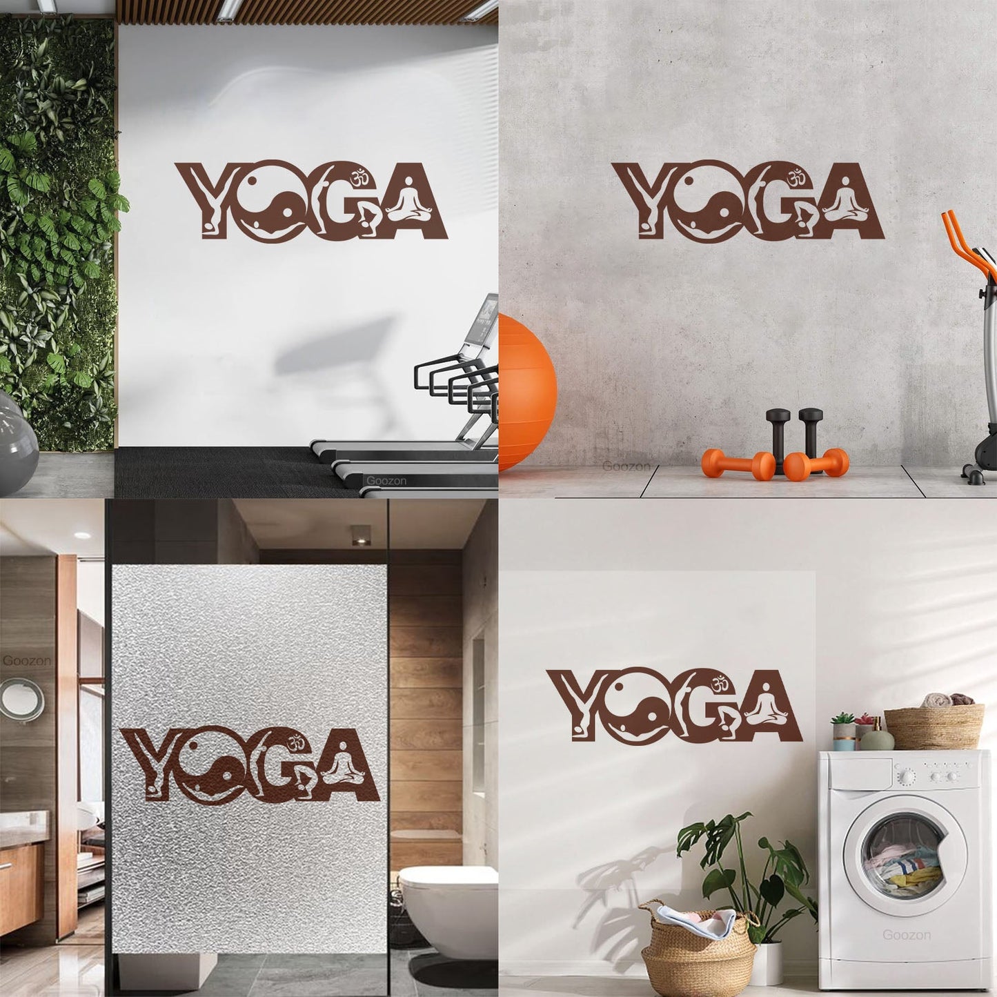 Wall Decals Paster Paper Yoga Studio Logo Yin Yang Meditation Pose Removable Without Leaving Glue
