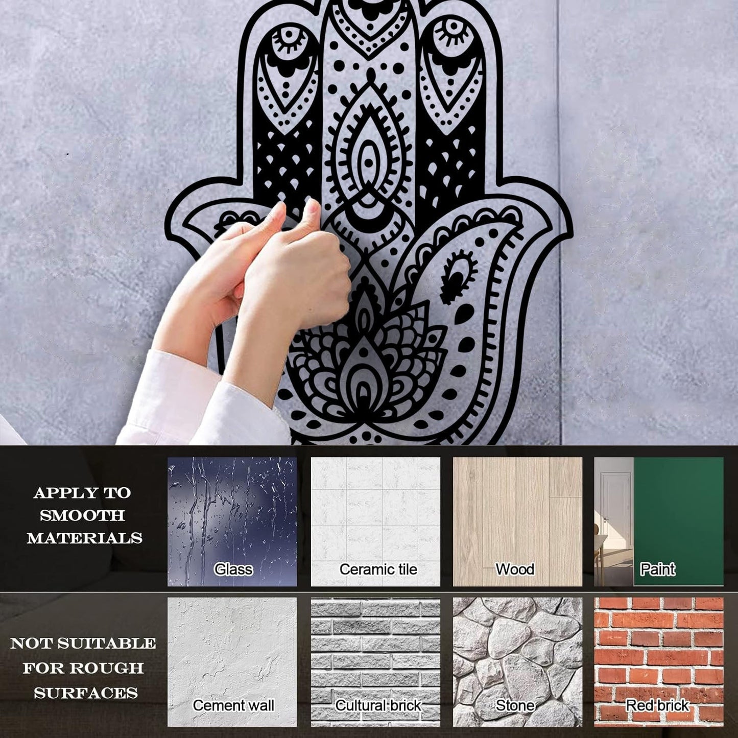 Mural And Wall Vinyl Decal Hamsa Hand Hindiuism Om Talisman Menhdi Do Not Damage The Wall Surface