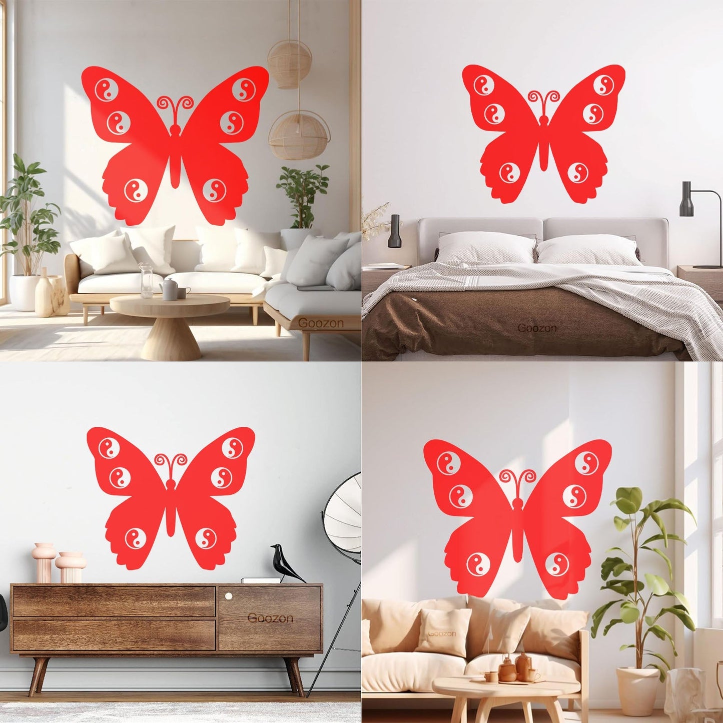 Zen Butterfly Yin Yang Yoga Meditation Room Wall Stickers Paster Paper Multi Color Selection