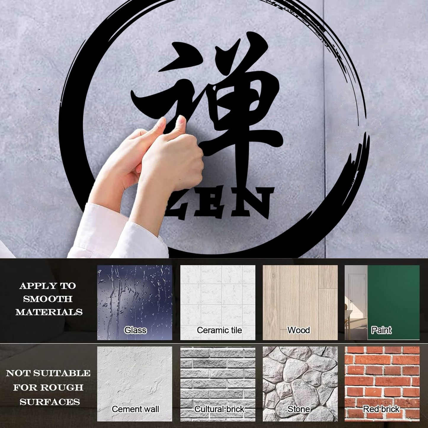 Engraving Stickers Zen Enso Circle Calligraphy Hieroglyph Asian It Won'T Fall Off