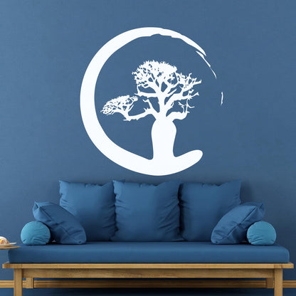 Vinyl Wall Stickers Zen Tree Meditation Enso Circle Buddhism Car Body Decoration