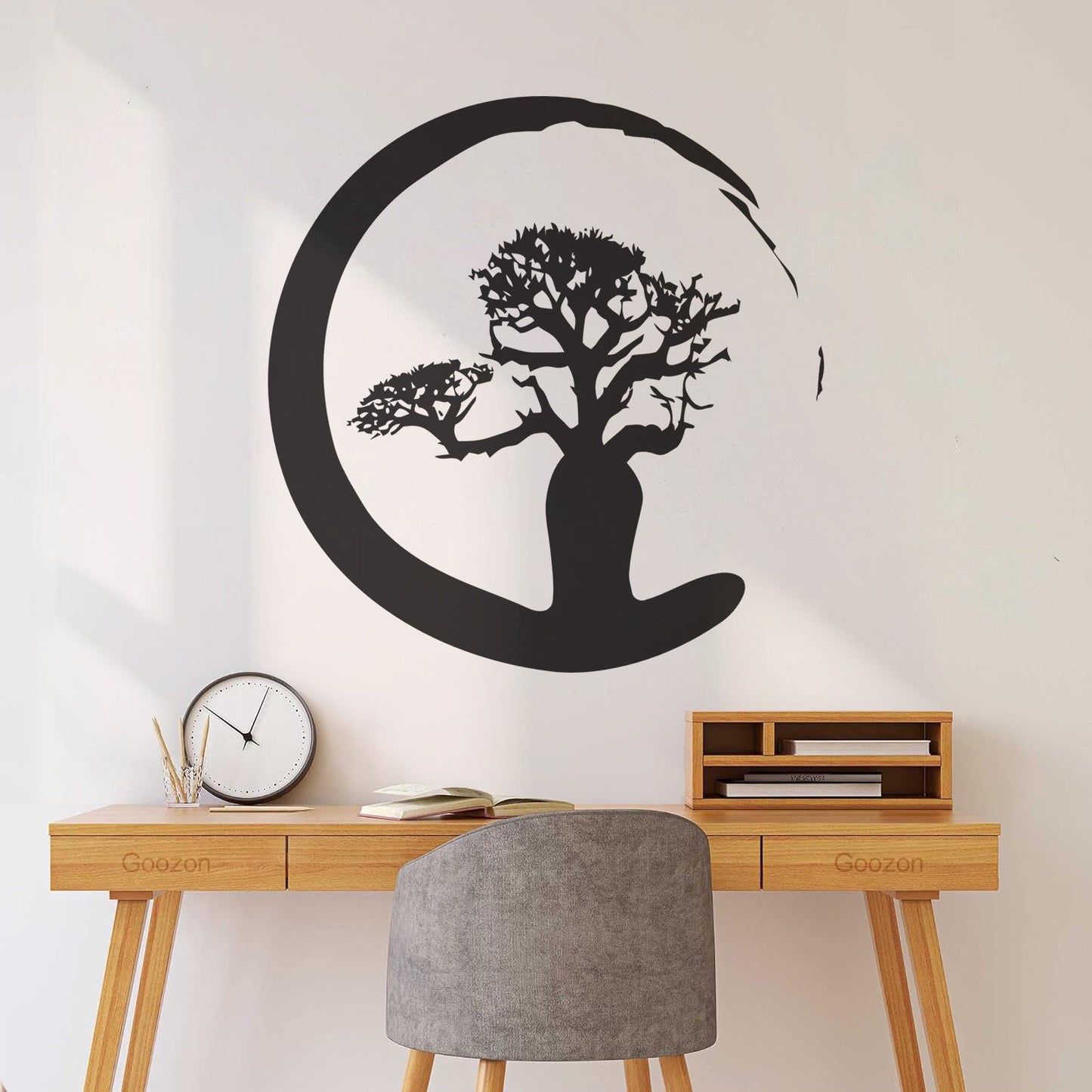 Vinyl Wall Stickers Zen Tree Meditation Enso Circle Buddhism Car Body Decoration