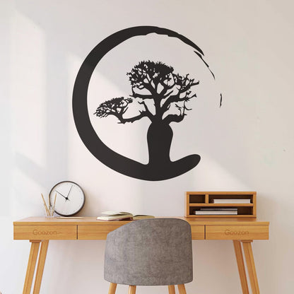 Vinyl Wall Stickers Zen Tree Meditation Enso Circle Buddhism Car Body Decoration