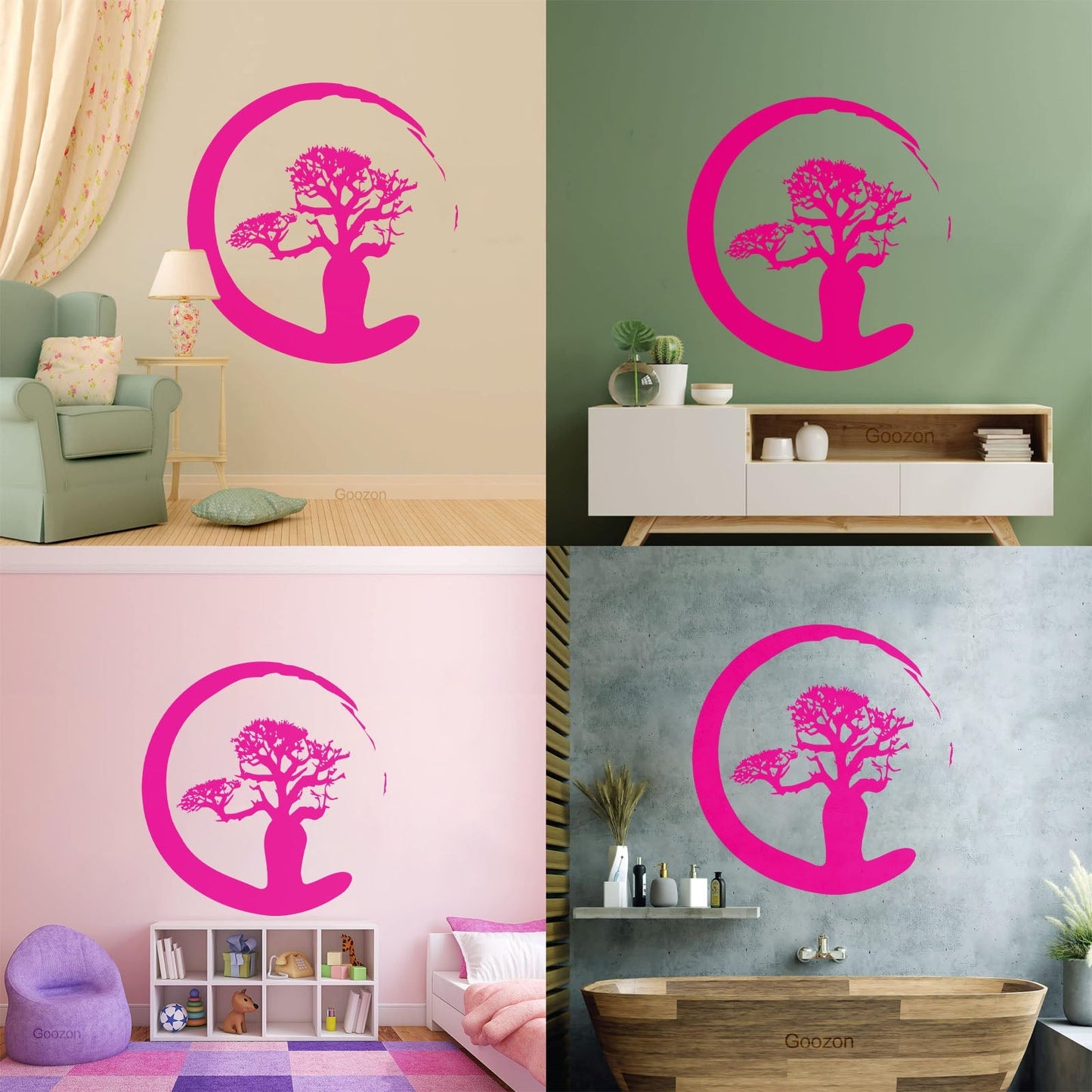 Vinyl Wall Stickers Zen Tree Meditation Enso Circle Buddhism Car Body Decoration