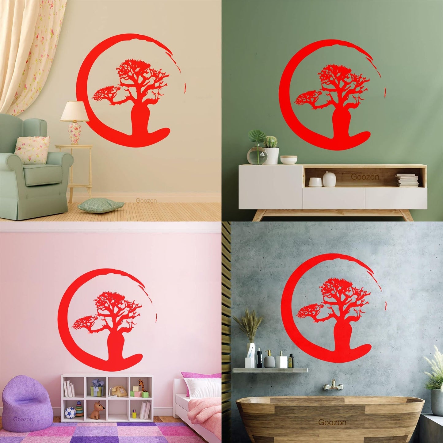 Vinyl Wall Stickers Zen Tree Meditation Enso Circle Buddhism Car Body Decoration