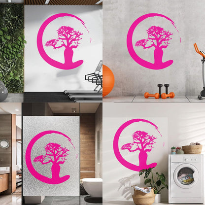 Vinyl Wall Stickers Zen Tree Meditation Enso Circle Buddhism Car Body Decoration
