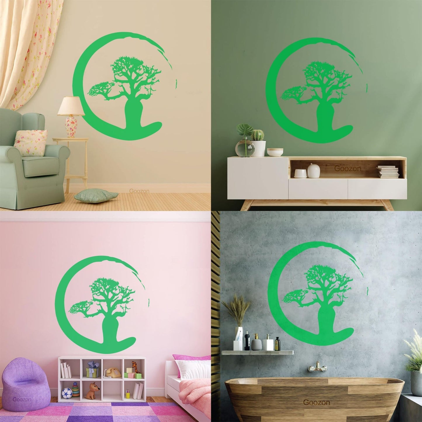 Vinyl Wall Stickers Zen Tree Meditation Enso Circle Buddhism Car Body Decoration
