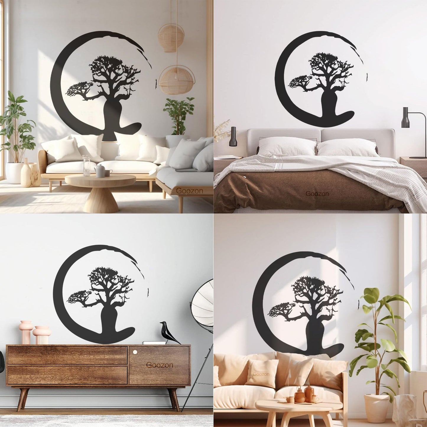 Vinyl Wall Stickers Zen Tree Meditation Enso Circle Buddhism Car Body Decoration
