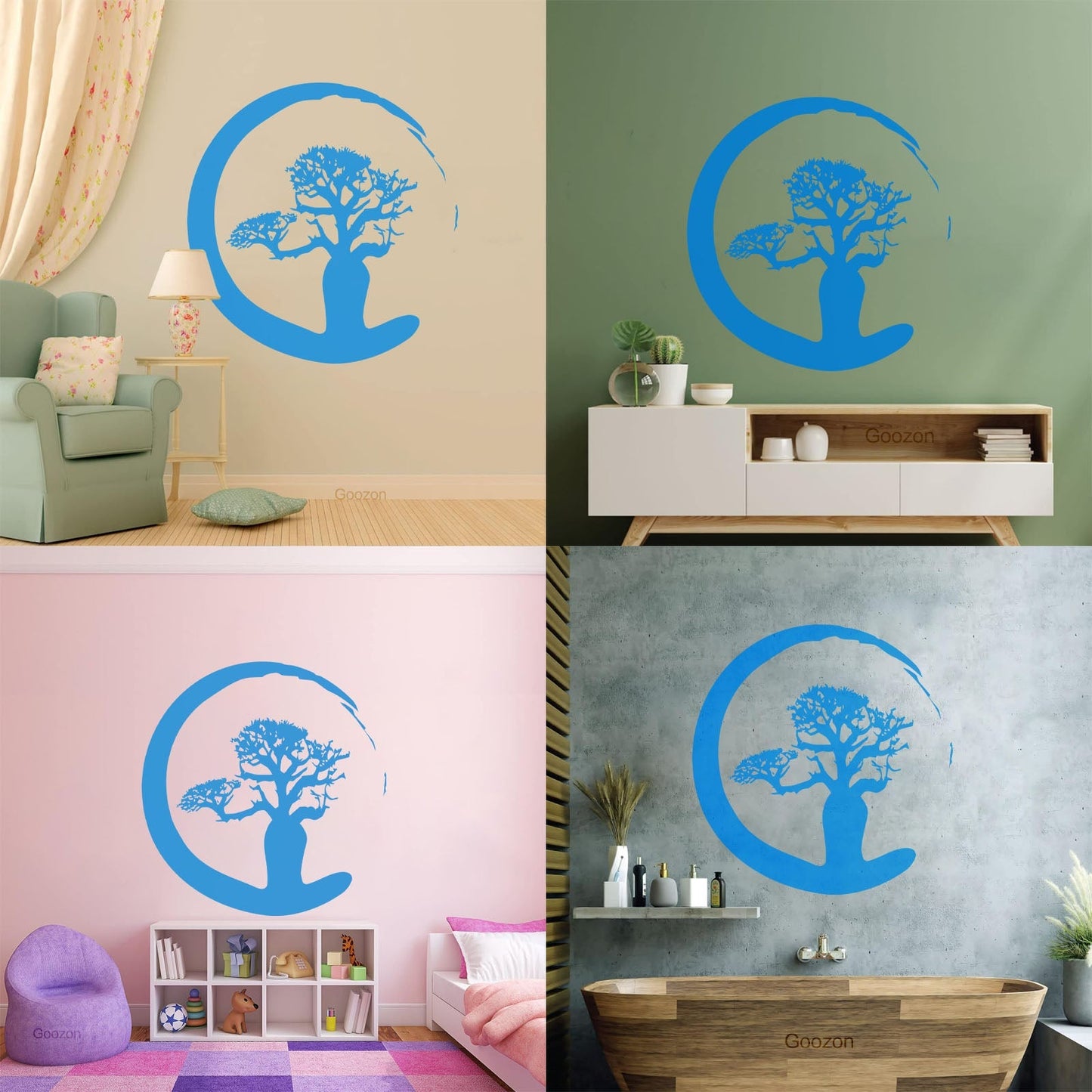 Vinyl Wall Stickers Zen Tree Meditation Enso Circle Buddhism Car Body Decoration