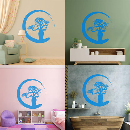 Vinyl Wall Stickers Zen Tree Meditation Enso Circle Buddhism Car Body Decoration
