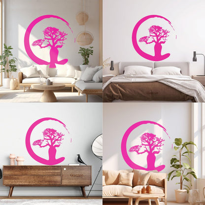 Vinyl Wall Stickers Zen Tree Meditation Enso Circle Buddhism Car Body Decoration