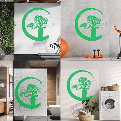 Vinyl Wall Stickers Zen Tree Meditation Enso Circle Buddhism Car Body Decoration