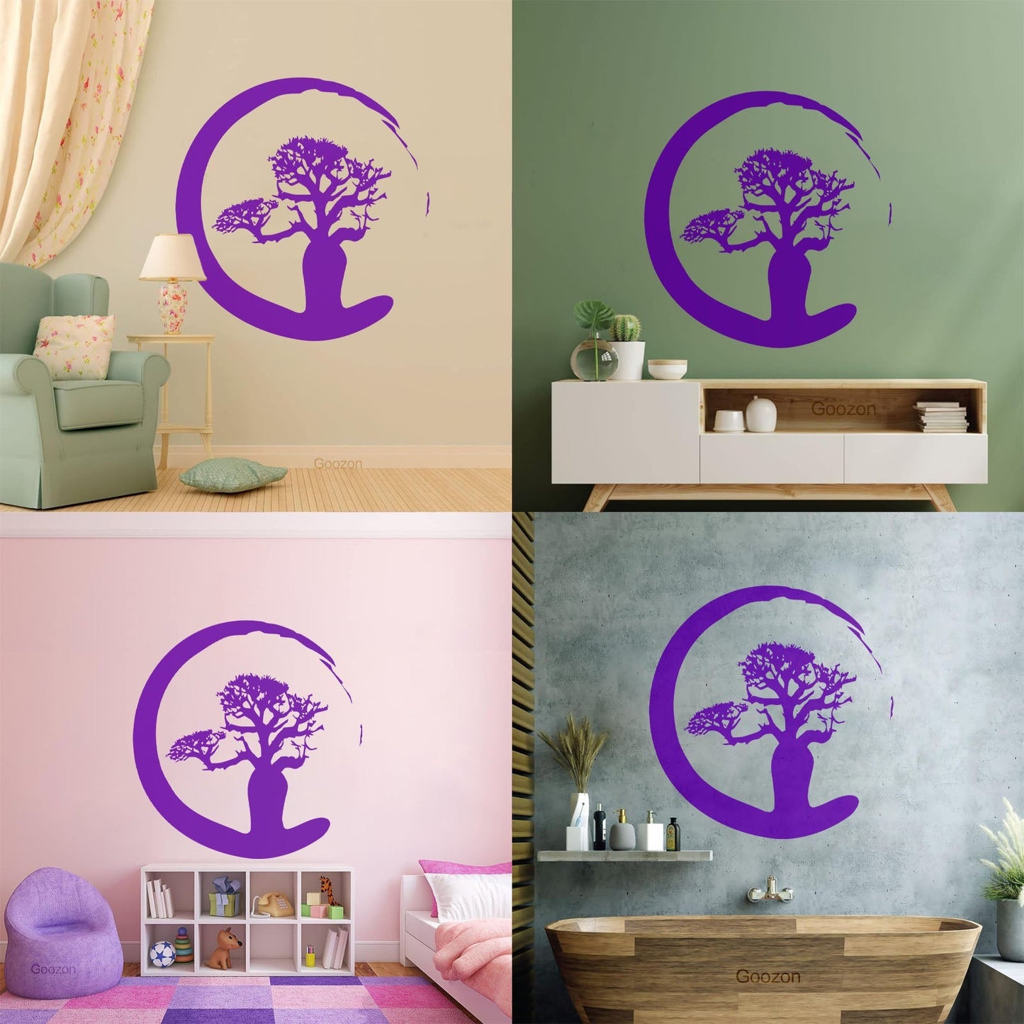 Vinyl Wall Stickers Zen Tree Meditation Enso Circle Buddhism Car Body Decoration