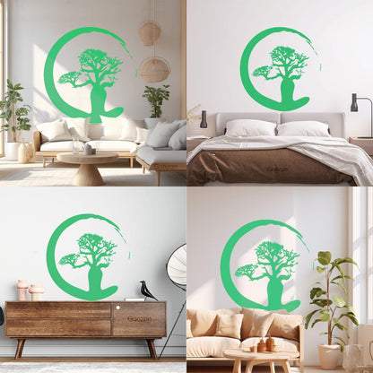 Vinyl Wall Stickers Zen Tree Meditation Enso Circle Buddhism Car Body Decoration