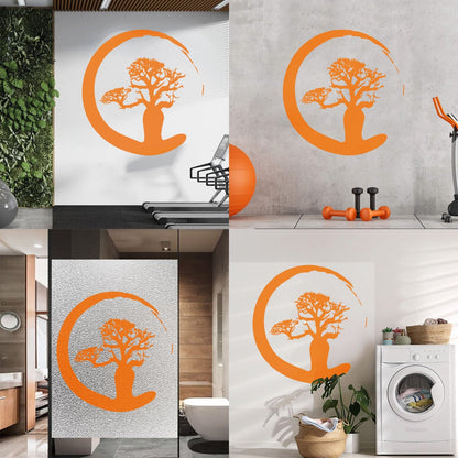 Vinyl Wall Stickers Zen Tree Meditation Enso Circle Buddhism Car Body Decoration