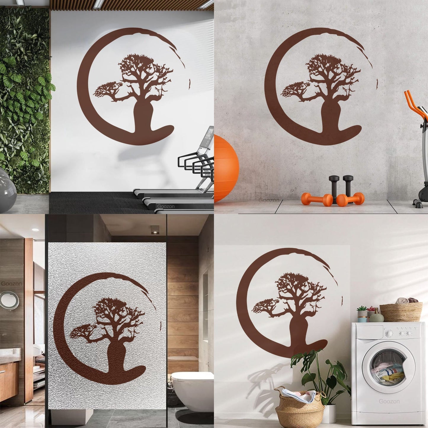 Vinyl Wall Stickers Zen Tree Meditation Enso Circle Buddhism Car Body Decoration