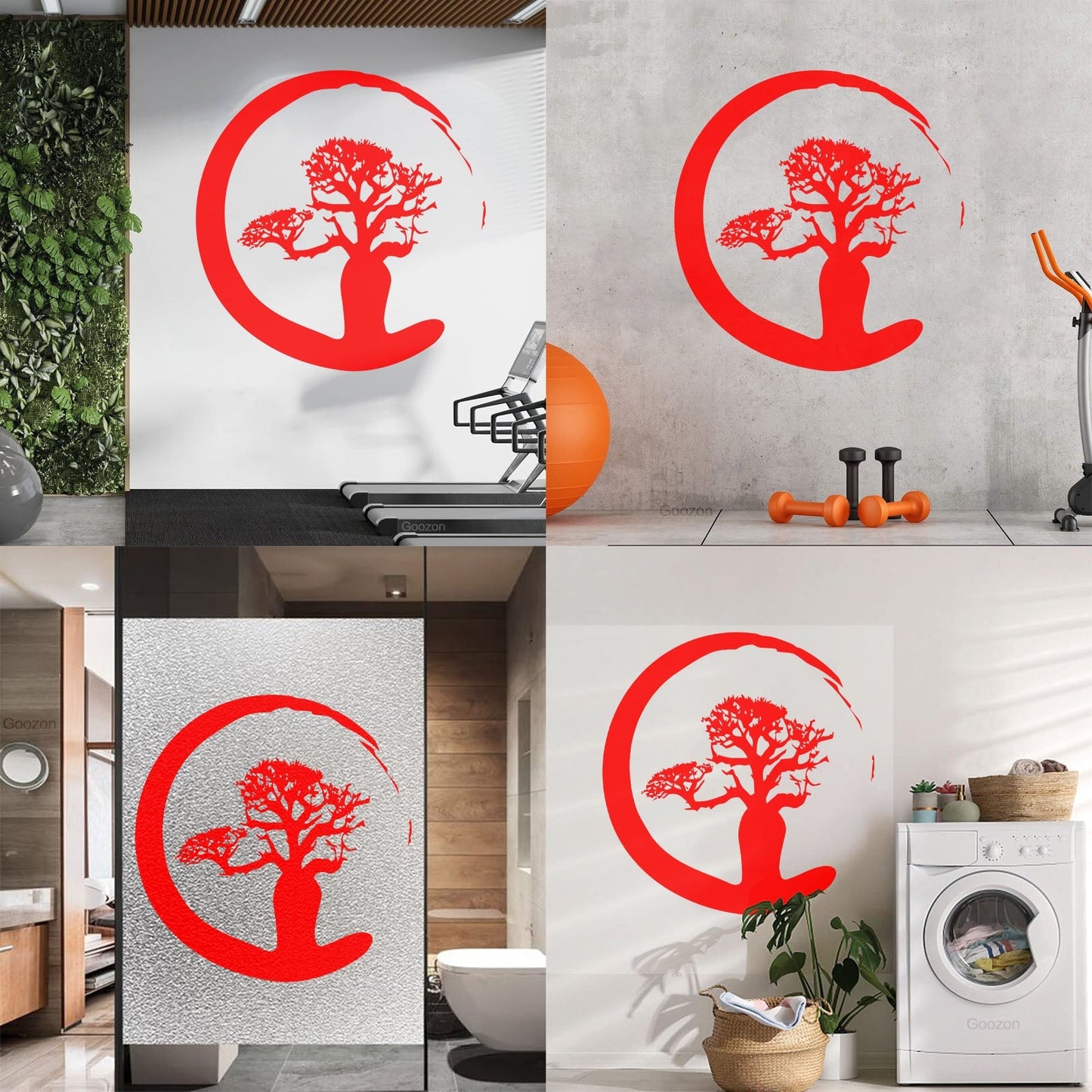 Vinyl Wall Stickers Zen Tree Meditation Enso Circle Buddhism Car Body Decoration