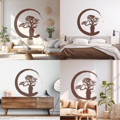 Vinyl Wall Stickers Zen Tree Meditation Enso Circle Buddhism Car Body Decoration