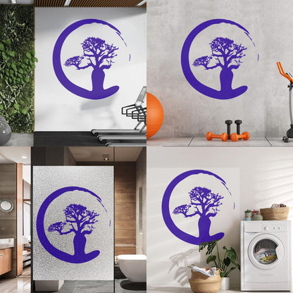 Vinyl Wall Stickers Zen Tree Meditation Enso Circle Buddhism Car Body Decoration