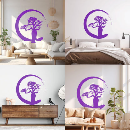 Vinyl Wall Stickers Zen Tree Meditation Enso Circle Buddhism Car Body Decoration