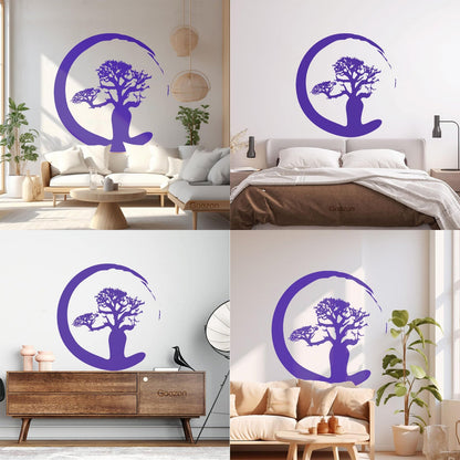 Vinyl Wall Stickers Zen Tree Meditation Enso Circle Buddhism Car Body Decoration