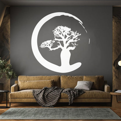 Vinyl Wall Stickers Zen Tree Meditation Enso Circle Buddhism Car Body Decoration