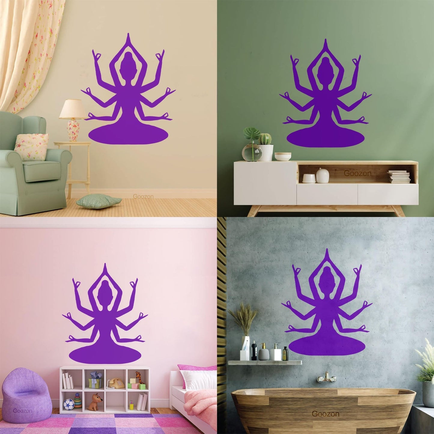 Hindu God With Many Hands Engraving Decals Car Body Decoration