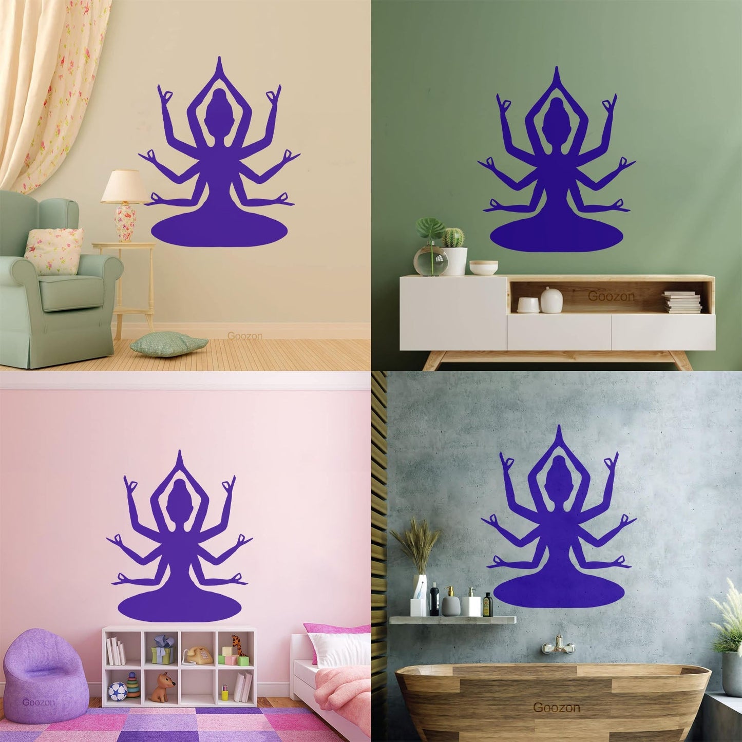 Hindu God With Many Hands Engraving Decals Car Body Decoration