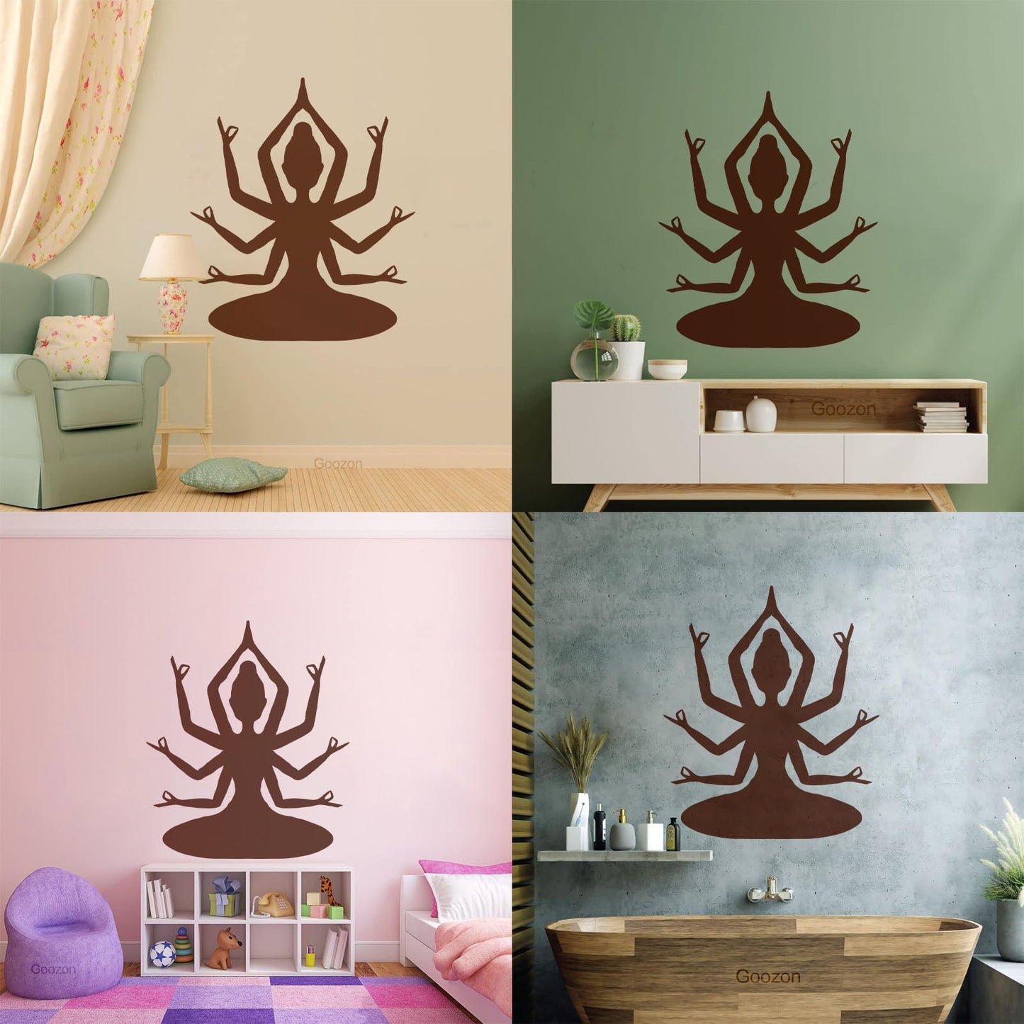 Hindu God With Many Hands Engraving Decals Car Body Decoration