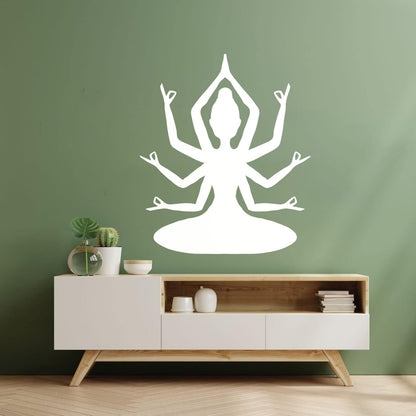 Hindu God With Many Hands Engraving Decals Car Body Decoration