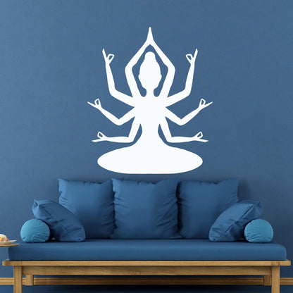 Hindu God With Many Hands Engraving Decals Car Body Decoration