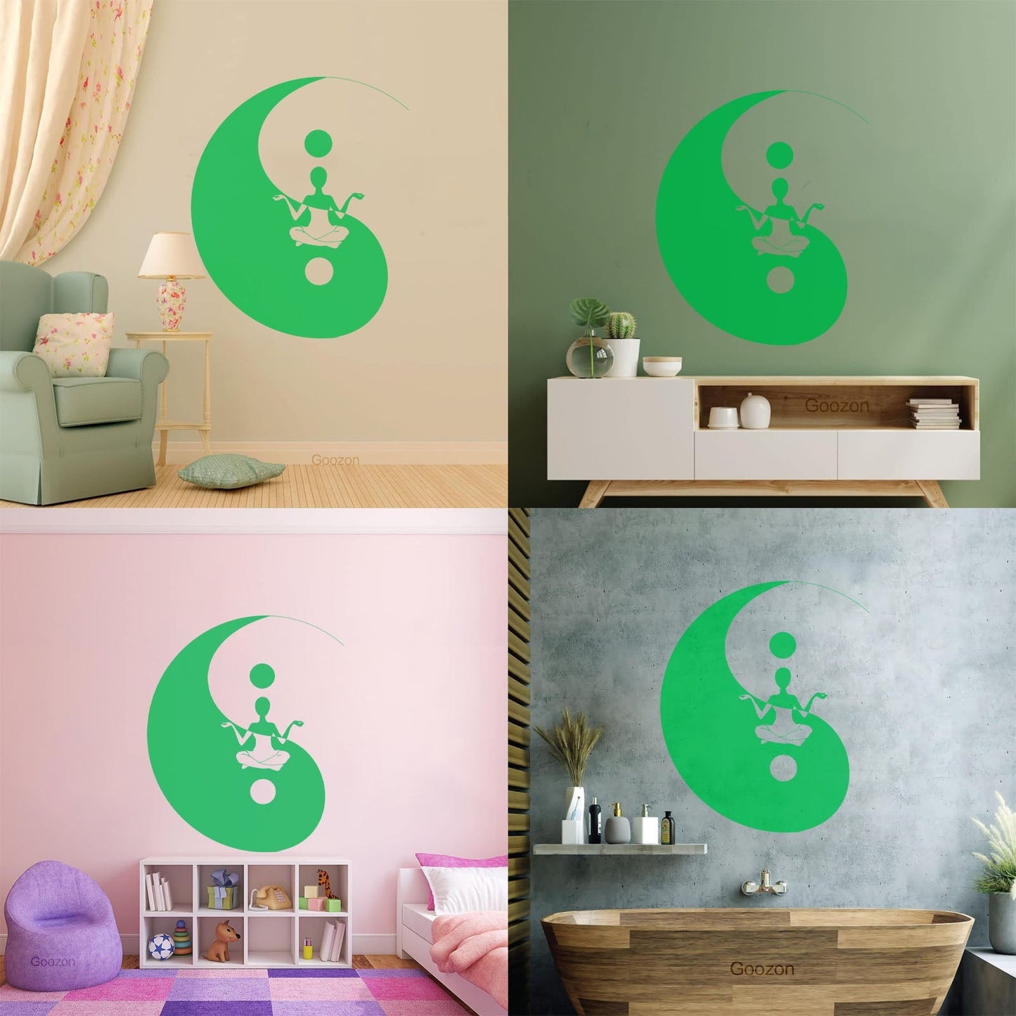 Fine Carving Decals Yin Yang Symbol Sitting Yoga Circle Store Decoration