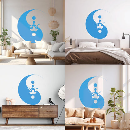 Fine Carving Decals Yin Yang Symbol Sitting Yoga Circle Store Decoration
